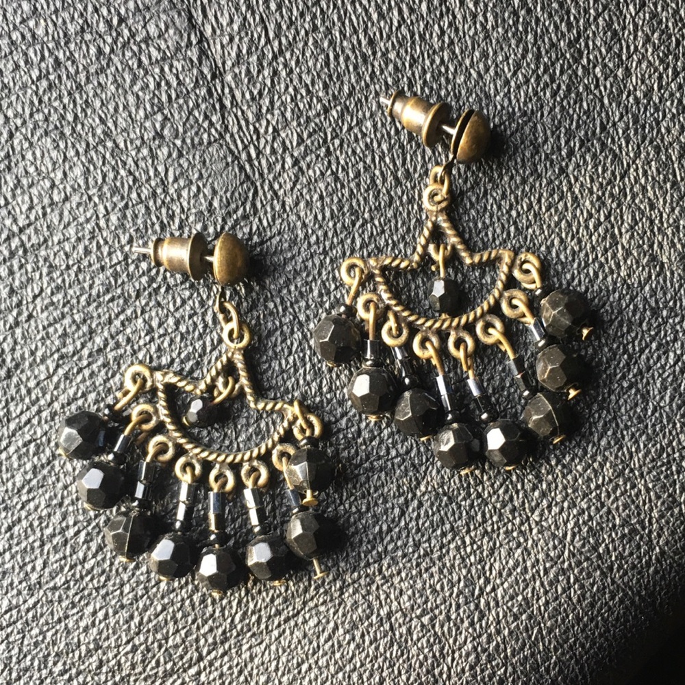 Black Beaded Chandelier Earrings